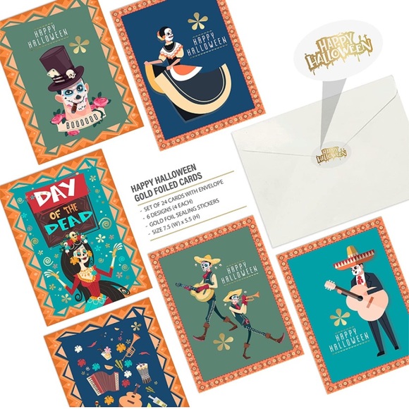 Easykart Labels 24 Halloween Cards Assortment - Picture 2 of 9